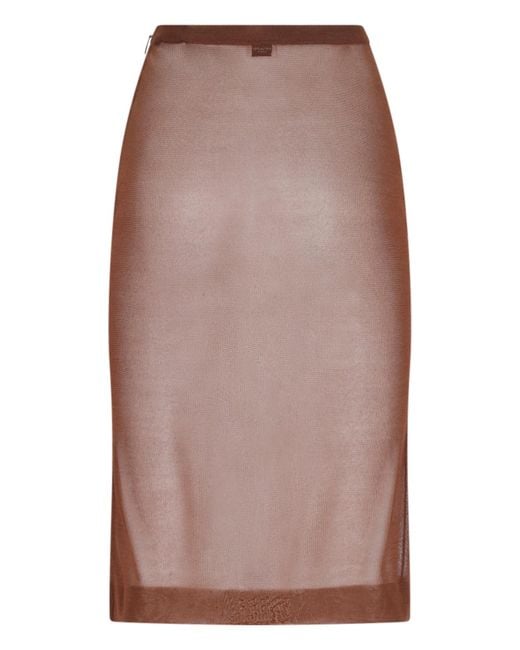 Saint Laurent Brown Silk-Blend Ruched Skirt