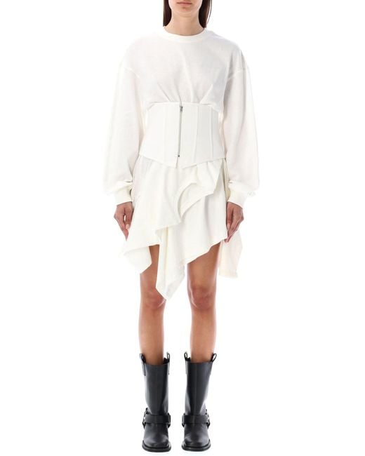 Acne White Fleece Mini Dress