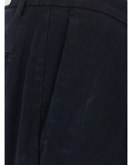 Michael Coal Blue Cotton Trousers With Belt for men