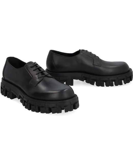Versace Black Leather Lace-up Derby Shoes for men