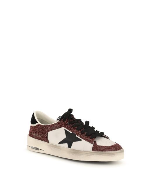 Golden Goose Deluxe Brand White Sneakers Stardan Leather Milk-Burgundy- Trainers