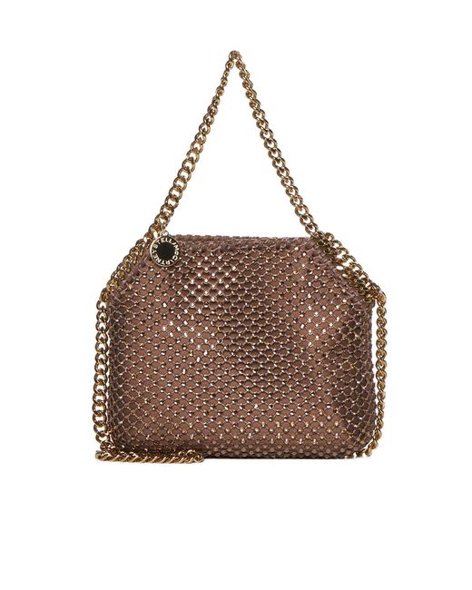 Stella McCartney Brown Falabella Crystals & Mesh Mini Shoulder Bag