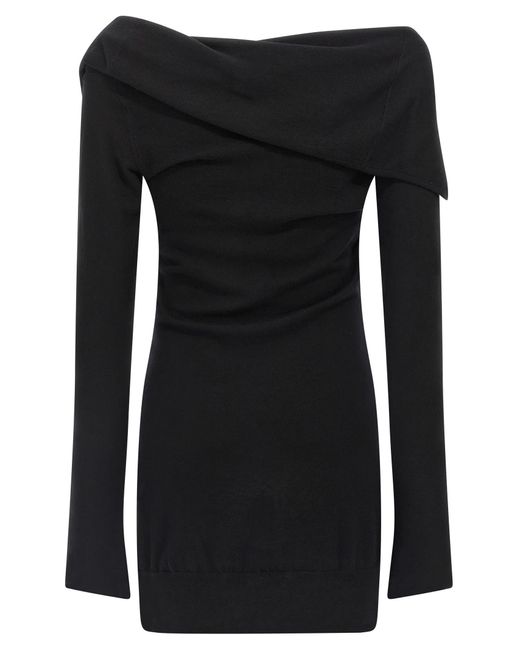 The Attico Black Cashmere Wool Dress