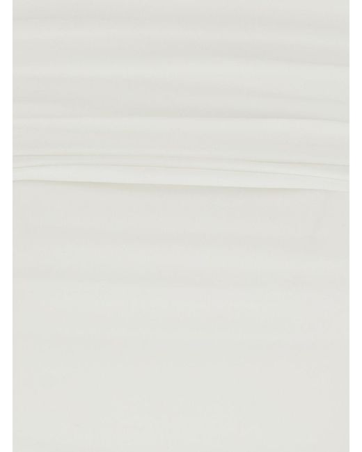 Norma Kamali White Dress With Square Neck And Ruching Polyester