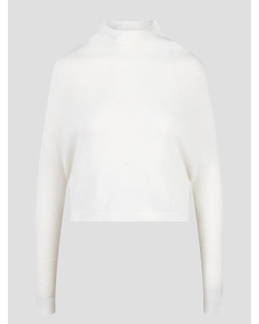 Rick Owens White Cropped Crater Knit Top