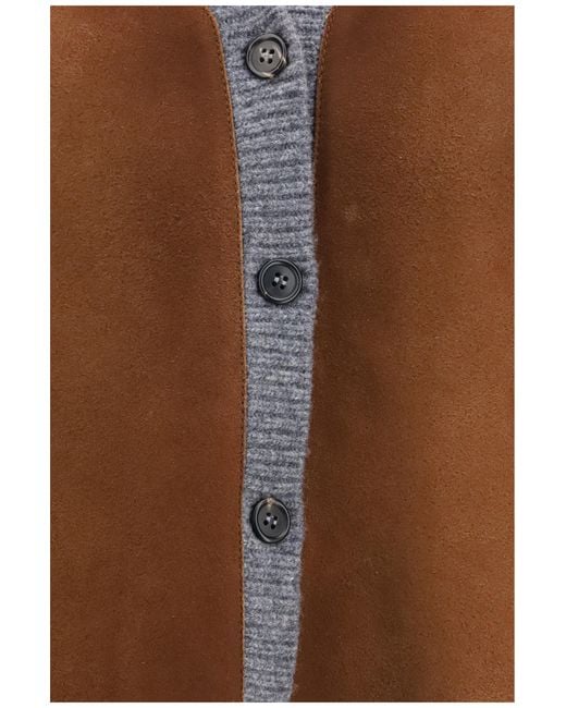 Prada Gray Cardigan Suede And Wool Fleece (Ovis Aries)