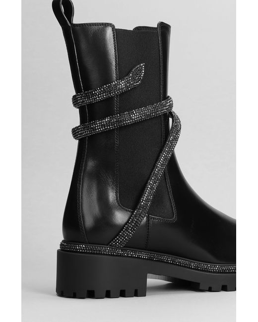 Rene Caovilla Cleo Combat Boots In Black Leather | Lyst
