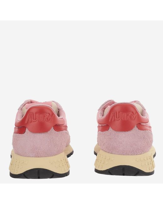 Autry Pink Panel Design Sneakers With Front Lacing And Logo Details