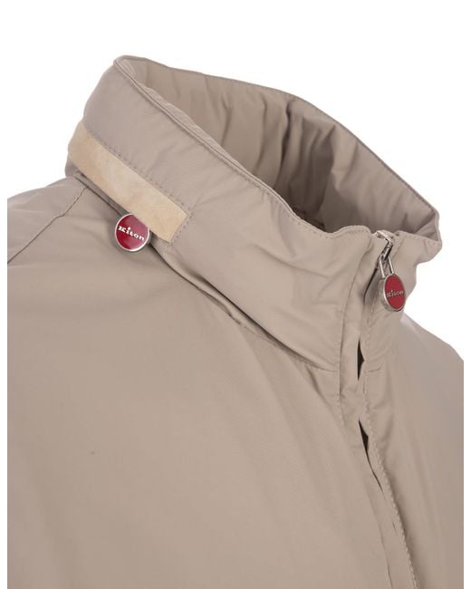 Kiton Gray Beige Vest With Pull-out Hood for men