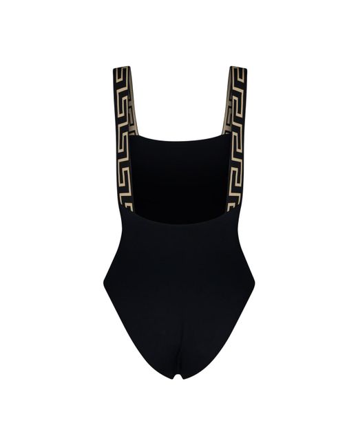 Versace Black 'greek' One-piece Swimsuit