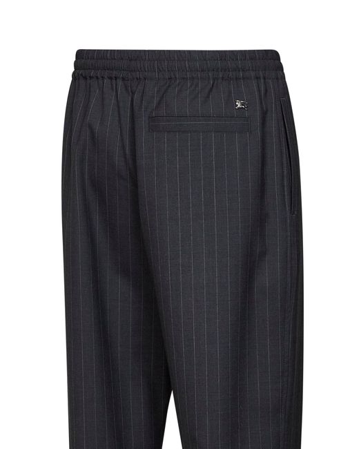 Burberry Blue Iron Pinstriped Wool Track Trousers for men