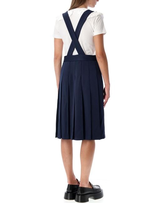Comme des Garçons Blue Pleated Suspender Skirt