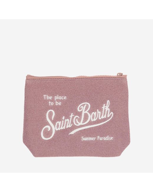 Mc2 Saint Barth Pink Scuba Clutch Bag With Logo