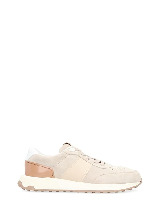 Tod's Pink Suede Sneakers With Leather Inserts Calf Trainers for men