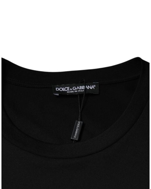 Dolce & Gabbana Black Oversized Cotton Tshirt Classic Crew Neck for men