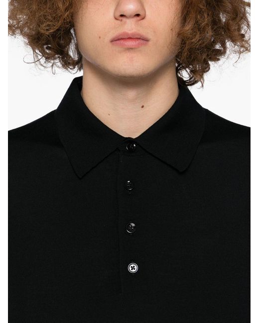 Tom Ford Black Button-Front Polo Knit Knitwear for men
