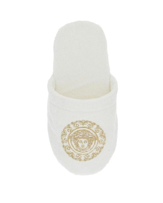Versace White Slippers Tech Fabric