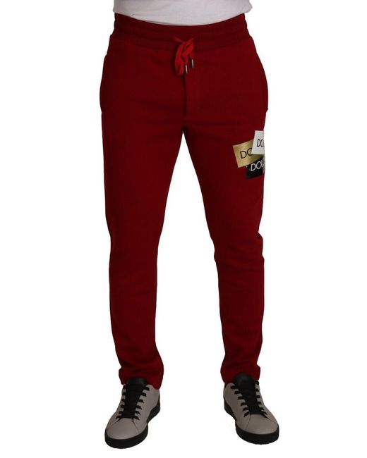 Dolce & Gabbana Red Elegant Jogging Pants With Drawstring Closure for men