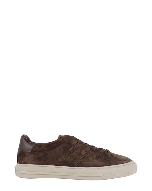 Hogan Brown H691 Lace-Up Sneakers With Suede Upper And Memory Foam Comfort for men