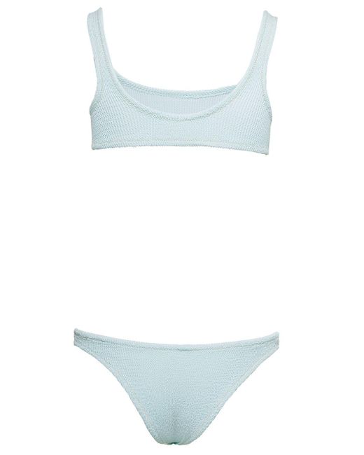 Reina Olga Blue Ginny Light Bandeau Style Bikini Set With High-Waisted Bottoms