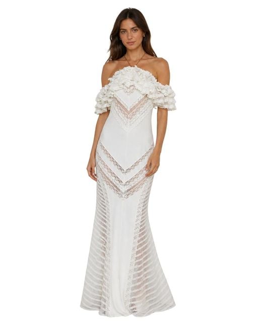 Amen White Dress Off-The-Shoulder