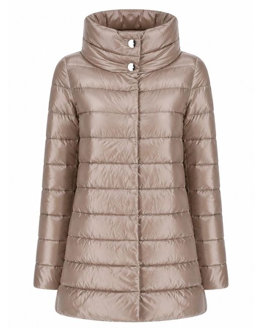 Herno Brown Down Jacket A-Shape Amelia Trench & Raincoats