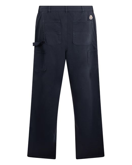 Moncler Blue Trousers Gabardine Cotton-Blend Chinos for men