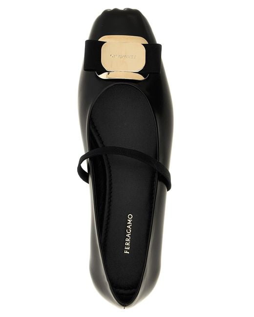 Ferragamo Black 'Zina' Ballet Flats