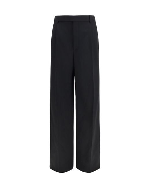 Saint Laurent Black Fluid Grain De Poudre Trousers Wool Ovis Aries for men