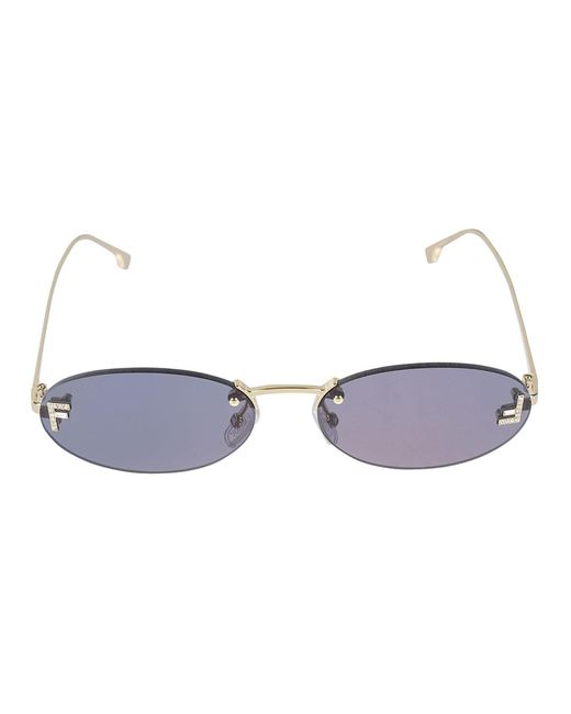 Fendi Multicolor Embellished Logo Rimless Sunglasses