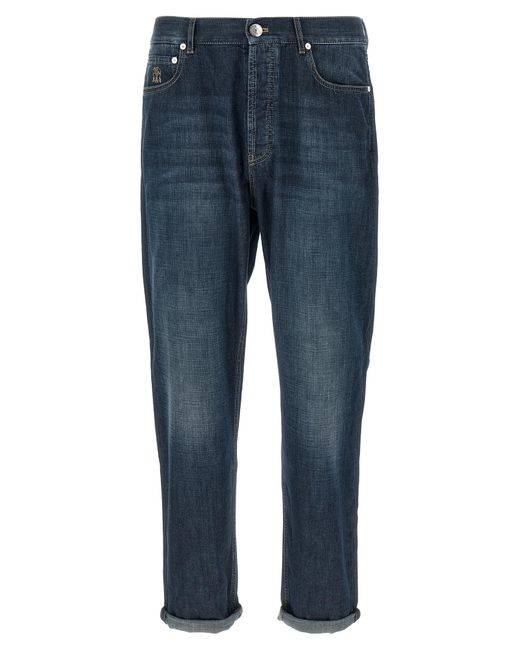 Brunello Cucinelli Blue Cotton Straight-Leg Jeans Clothing for men