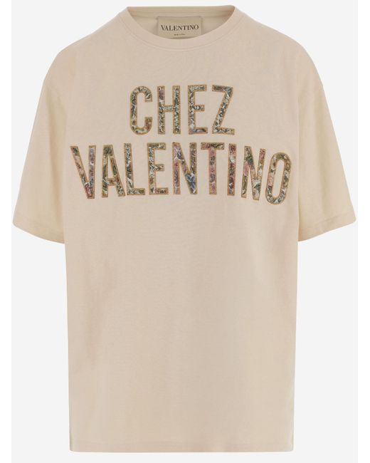 Valentino Natural Cotton T-Shirt With Logo T-Shirts & Jerseys