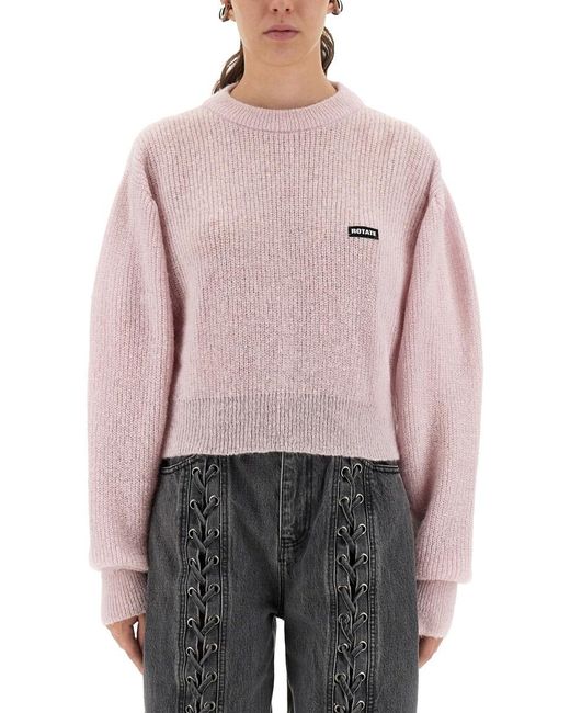 ROTATE BIRGER CHRISTENSEN Pink Wool Puff Sweater Alpaca Jumpers