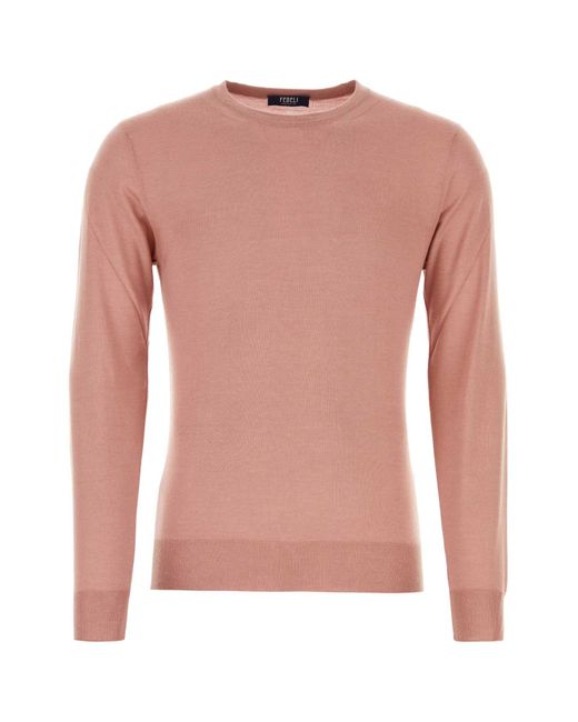 Fedeli Pink Antiqued Cashmere Blend Sweater for men