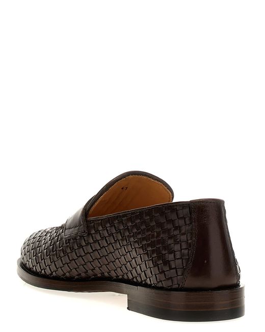 Brunello Cucinelli Brown Braided Leather Loafers for men