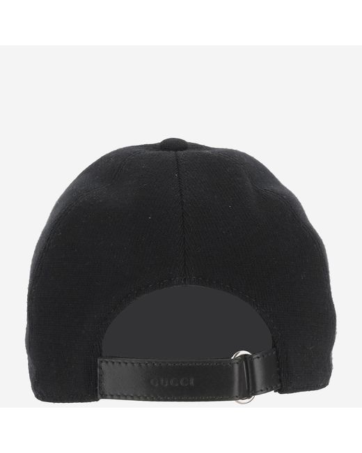 Gucci Black Wool Baseball Hat With Logo for men