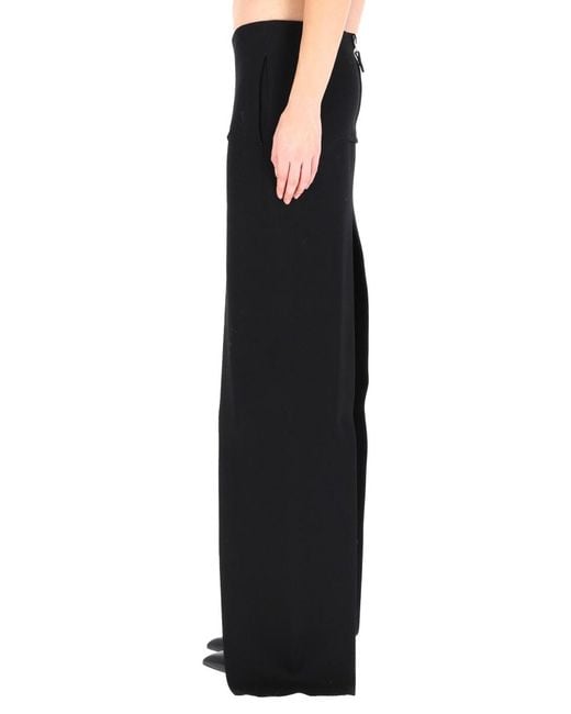 Rick Owens Black Long Skirt With Center Slits Wool