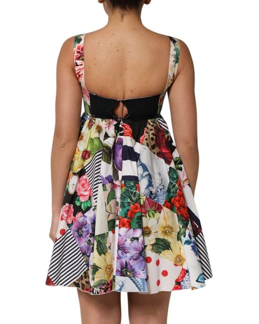 Dolce & Gabbana Multicolor Patchwork Cotton Alinemini Dress