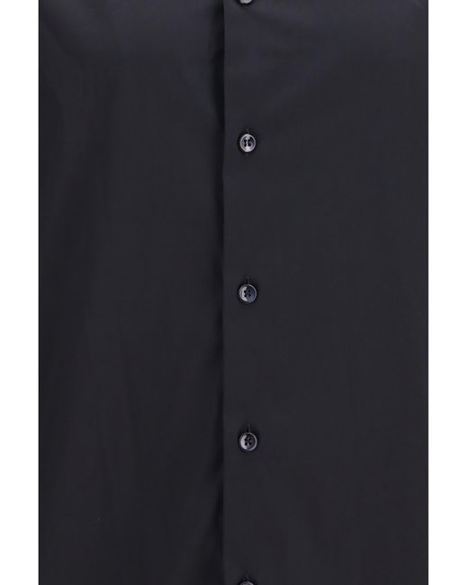 Giorgio Armani Blue Shirt Slim Fit Stretch Cotton Poplin Cotton; Polyamide; Elastane for men