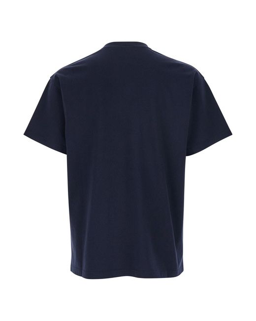 Givenchy Blue Crew Neck T-Shirt With Chest Logo Patch for men