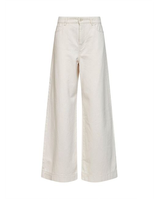 Weekend by Maxmara White Wide-Leg Trousers Wkdcanneti Cotton