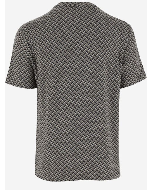 Giorgio Armani Black Monogram Round Neck T-Shirt for men