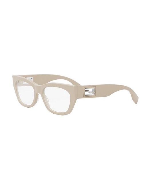 Fendi Brown Eyeglasses Square Full Rim, Shiny Khaki Frame And Clear Demo Lenses Lens Fe50082I057 for men