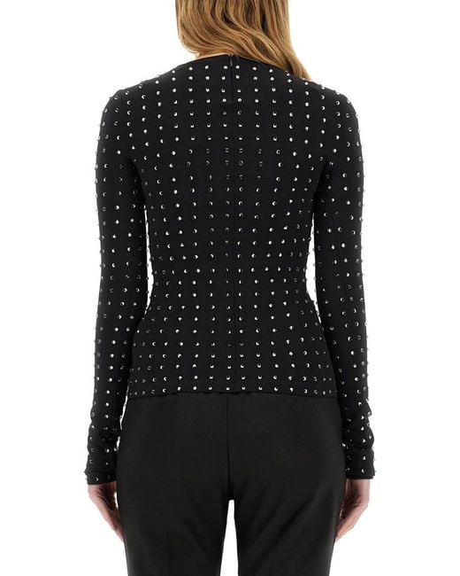 Sportmax Black Top With Crystals Polyamide Tops
