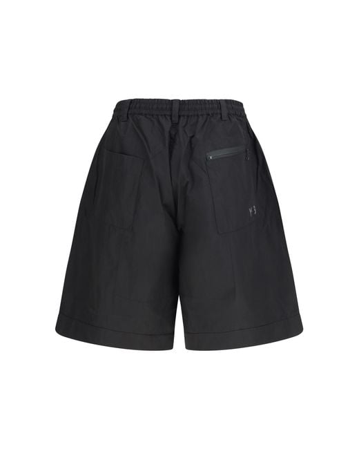 Y-3 Blue Cotton-Blend Cargo Bermuda Shorts Cotton; Polyamide for men