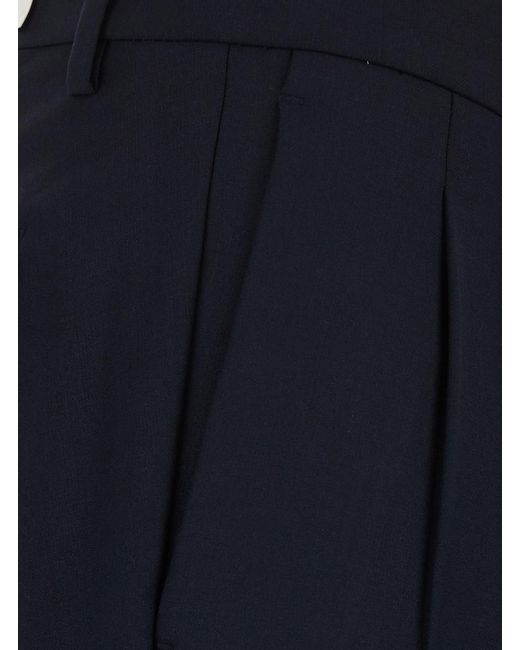 Michael Coal Blue Double Pleated Trousers Tech Fabric Wool for men