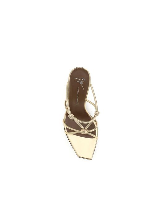 Giuseppe Zanotti Metallic Gold Calf Leather Bos Taurus Stiletto Heel Sandals