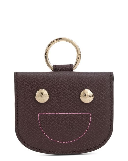Longchamp Brown Card Holder With Ring Leather Cowhide Wallets & Purses