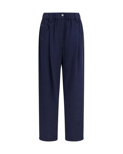 Brunello Cucinelli Blue Stretch Wool Pants Merino Ovis Aries
