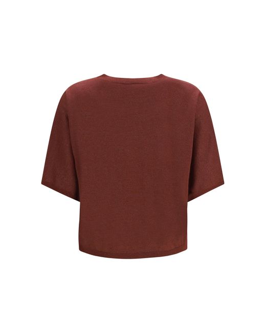 Brunello Cucinelli Red Short-Sleeve Cashmere And Silk Sweater